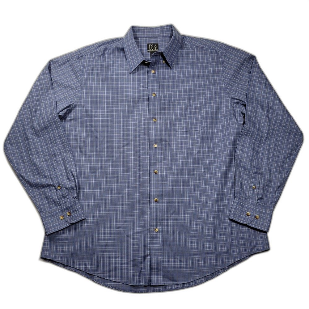Jos. A. Bank Traveler Men's Slim Fit LS Button Down Shirt Blue XL